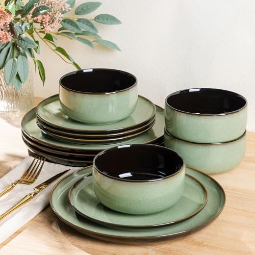 Ceramic Dinnerware Sets for 4 (Modern-Light Green / Service for 4 (12 Pcs))