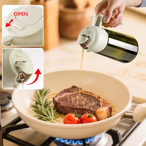 Olive Oil Dispenser and Oil Sprayer 16oz (White / 1 Pack)