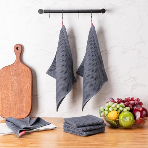 Kitchen Towels 6 (Dark Grey / 12 x 12 - 6 Pack)