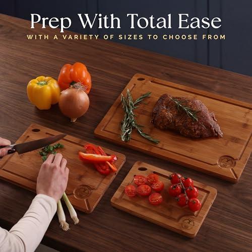 Pre-Oiled, Non Toxic 3-Piece Carbonized Bamboo Cutting Board Set (Large-3SET)