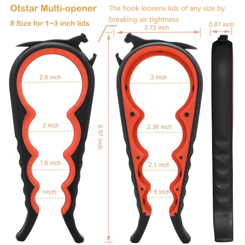 Jar Opener & Bottle Opener for Seniors with Arthritis (Black and Red)
