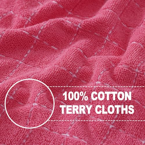 100% Cotton Terry Kitchen Towels (Rose Red / 13 X 28 - 8 Pack)