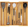 Bamboo Utensil Organizer for Kitchen Drawer (Natural / 12.6~22.8''W x 14'' D)