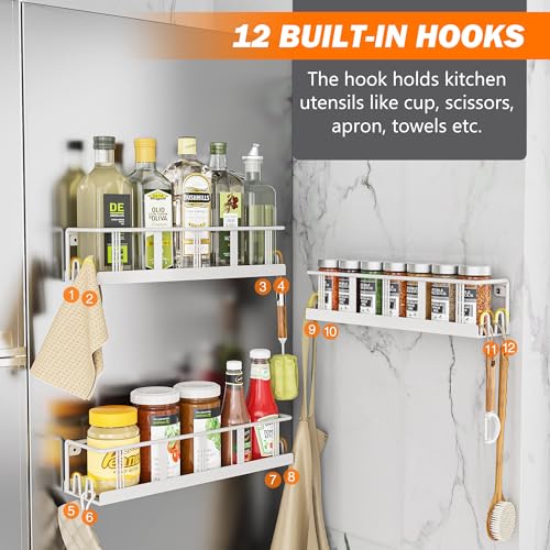 Spice Rack Wall Mounted 3 Pack (White / 3 Pack)