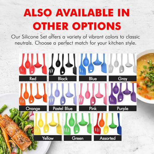 Premium Silicone Kitchen Tools and Utensils Set (5 Piece Set / Pastel Blue)