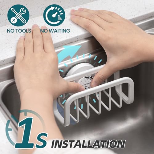 Sink Caddy with Strong Suction Cup (5.1" x 2.3" / White)