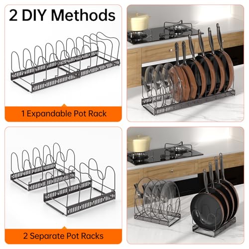 Expandable Pot Pan Lid Organizers inside Cabinet (Bronze / 10 Dividers)