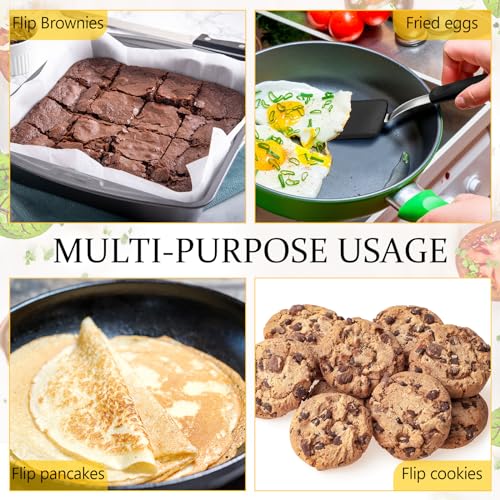 2 Pcs Mini Silicone Cookie Brownie Spatula (Solid Flat / Black)