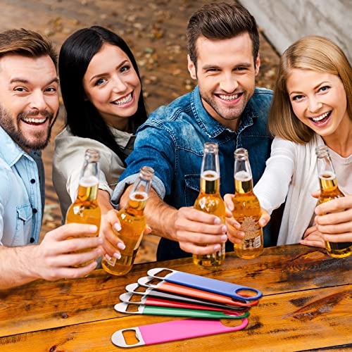24 Pack Stainless Steel Flat Bottle Opener Bulk Heavy Duty Rubber Coated 7 Inch Bartender Beer Can Bottle Openers for Men Women Bar Kitchen Restaurant Party Supplies (Multicolor)
