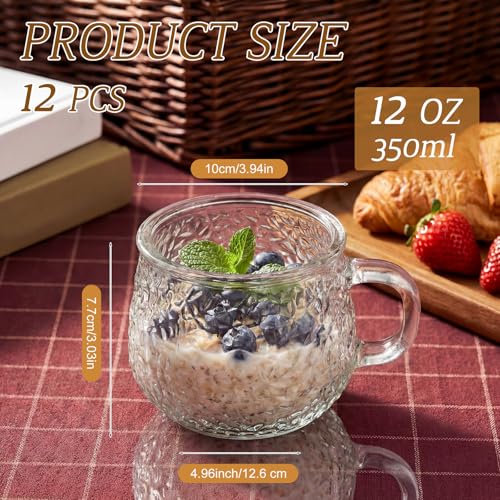 12 Pack Glass Coffee Mugs with Handles (Retro)