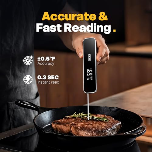 0.3 Sec Instant Read Meat Thermometer Digital for Grilling (Light Grey)