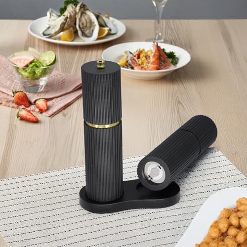 Wooden Salt and Pepper Grinder Set with Gold Accents (BLACK & BLACK)