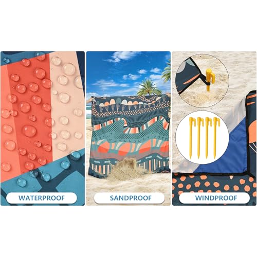 Beach Blanket Mat Waterproof Sandproof for 2 (Original Totem / 79" X 83"（1-4person）)