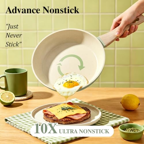 Pots and Pans Set Nonstick (Sage Green)