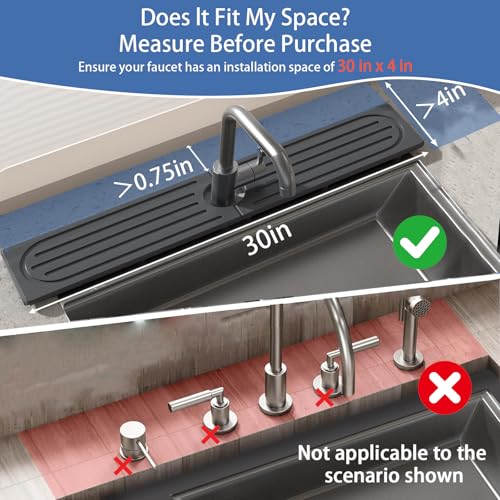 Stone Faucet Mat for Kitchen Sink (30" x 4" / Dark Gray Style 1)