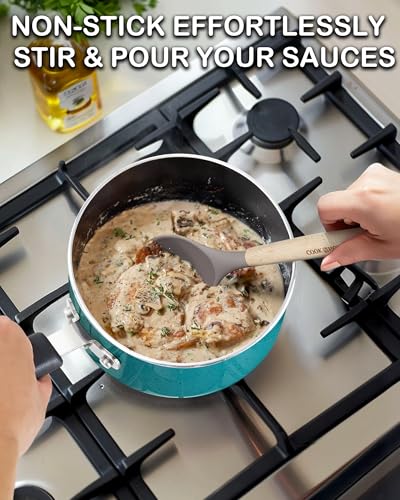 Basic 2 Quart Nonstick Saucepan with Glass Lid (2 Quarts / Turquoise)