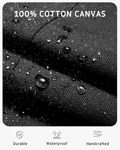 Chef Apron for Men Women Kitchen Cooking Apron with Pockets (Black Canvas)