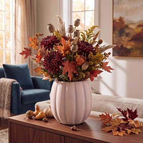 Fall Pumpkin Utensil Holder (Minimalist / White / Ceramic)