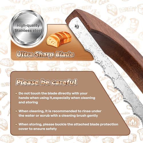 Sourdough Bread Knife for Homemade Bread Cutter (Walnut Brown)