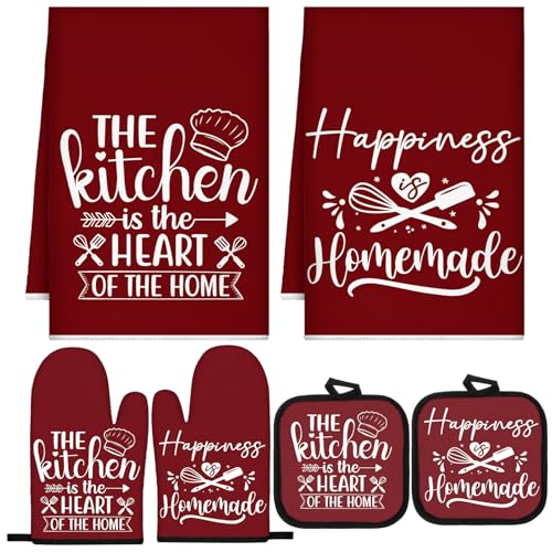6 Pcs Kitchen Decor Accessories Set (Wine Red / Kitchen)