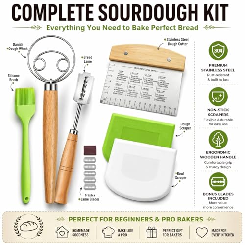 Sourdough Bread Baking Tool Set with Danish Dough Whisk