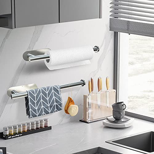 Under Cabinet Wall Mount Paper Towel Holder (Bright Silver)
