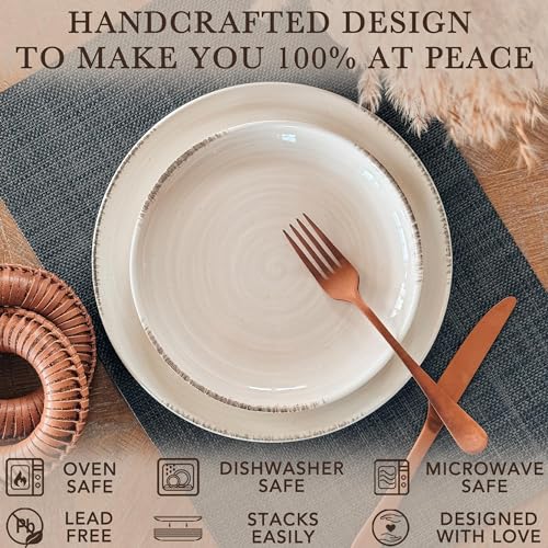 Ceramic Helix Swirl Salad Plates Set of 6 (8 In / Snowy White)