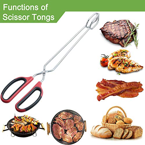 Extra Long Scissor Tongs 16" Stainless Steel Barbecue Grilling Tongs (Red / 16")