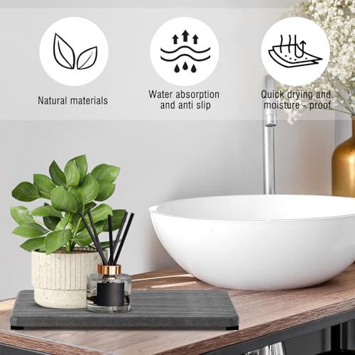 2PCS Water Absorbing Stone Tray (2pcs 21×10cm Dark Gray Wave)
