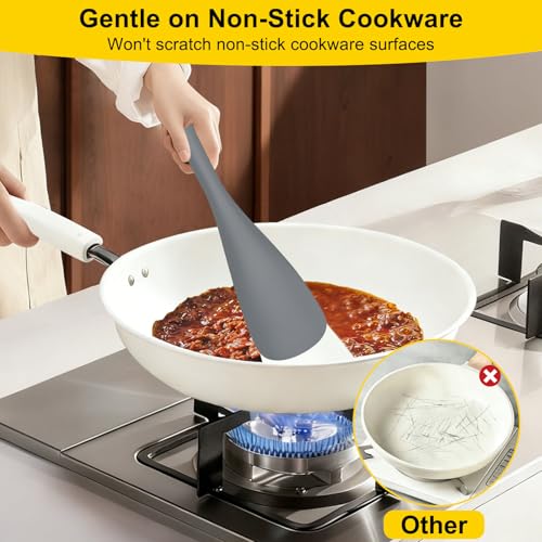 Silicone Cooking Spoons for Nonstick Cookwares (Black/Grey/Khaki)
