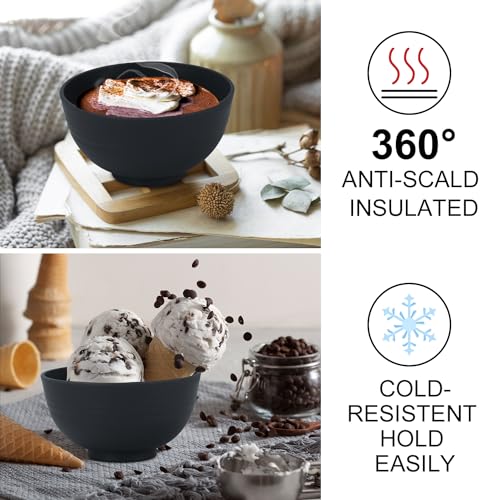 wheat straw snack bowls 10oz set of 8 (10 oz / Black)