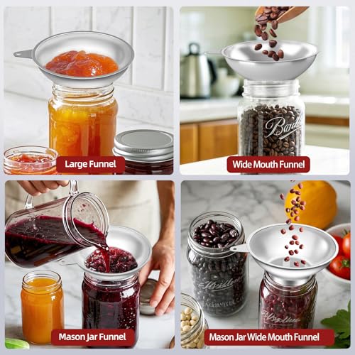 Stainless Steel Metal Canning Funnel with Removable Strainer ((5.7" x 2.78" Mouth with Strainer))