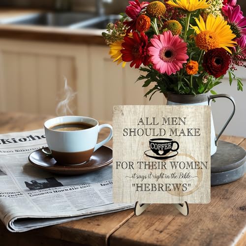 Coffee Bar Sign Plaque (Beige1 / 5.9 x 5.9 x 0.32 inches)