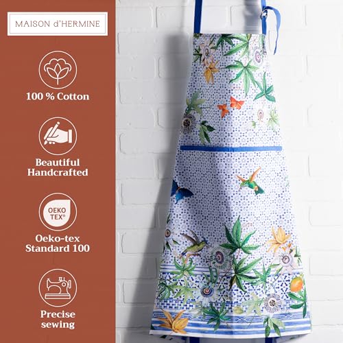 Aprons for women with Pocket 100% Cotton Pack of 1 (109 - Passiflora)
