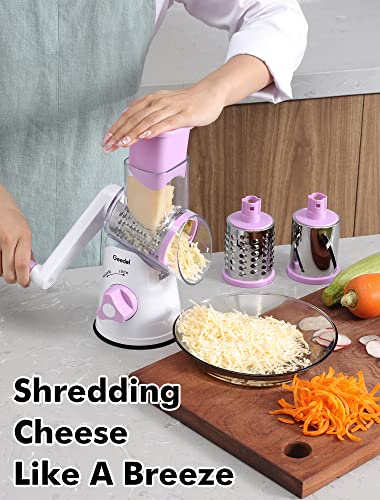 Rotary Cheese Grater Hand Crank (Purple / 3 Blades)