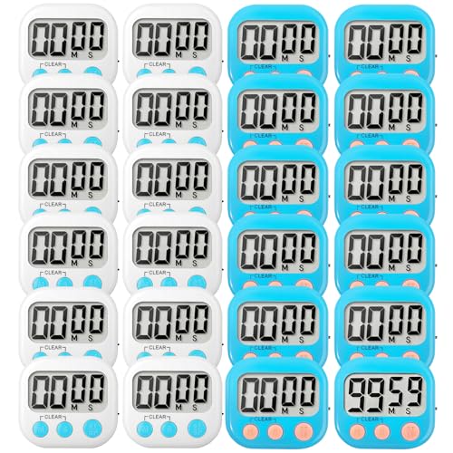 24 Pack Digital Kitchen Timer Small Classroom Timers for Kids Teachers (Blue&white)