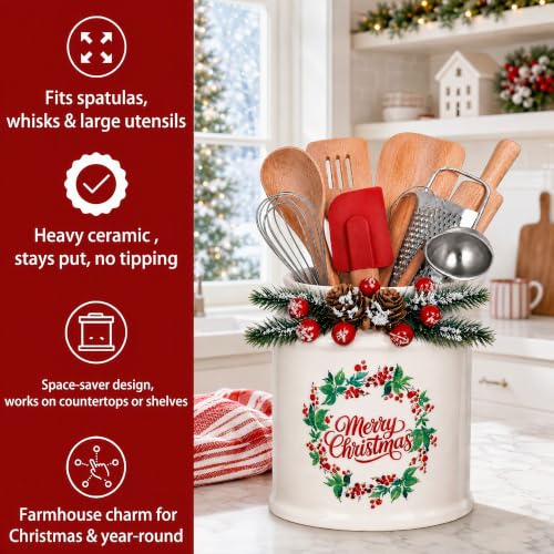 Christmas Ceramic Utensil Holder (Christmas / One Pack)
