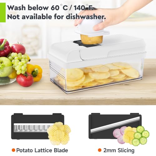 15-in-1 Vegetable Chopper, Food Veggie Chopper With Container (Black / 10 blades)