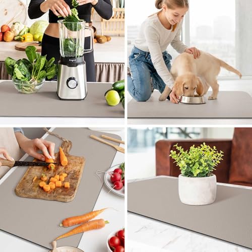Dish Drying Mat Absorbent Dish Drying Mats for Kitchen Counter 18"x 36" (Classic Khaki / 36" x 18")