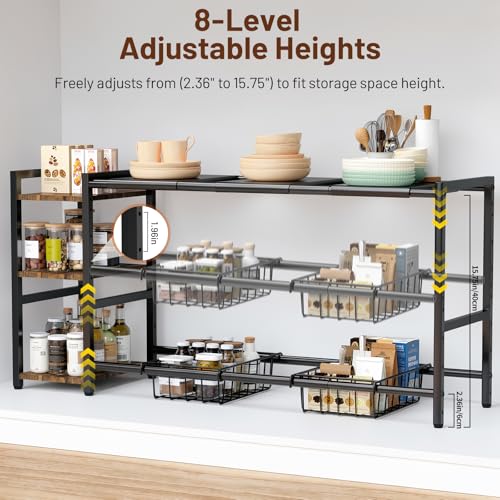 Expandable Under Sink Cabinet Organizer Rack and Storage Shelf
