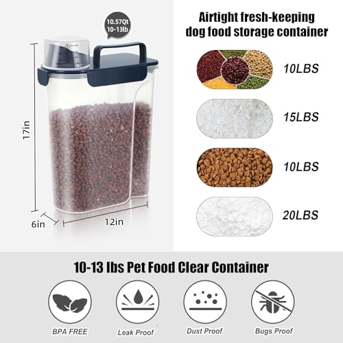 10 13 Lbs Upgrade Capacity Dog Cat Food Storage Container (Dark Blue / 10L-1pack)