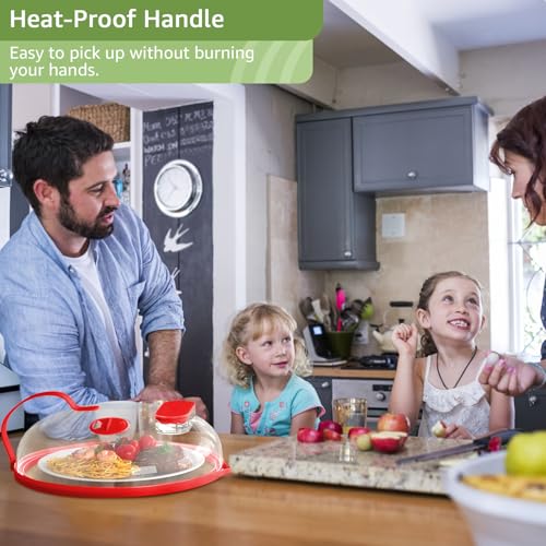 Microwave Splatter Cover with Water Steamer for Food (Red)