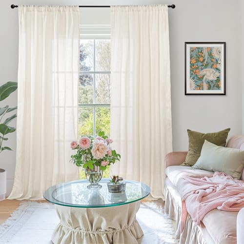 Ivory Linen Curtains 80 Inches Long for Living Room (Ivory / 52"W x 80"L (Pack of 2))