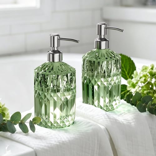 Soap Dispenser (Green & Stainless Steel - 2 Pack)