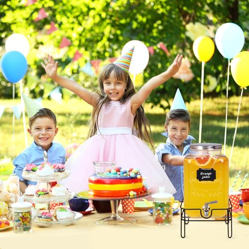 Bululuo 2 Gallon Glass Drink Dispensers for Parties with Stand & Spout (2 Gallon with Stand)