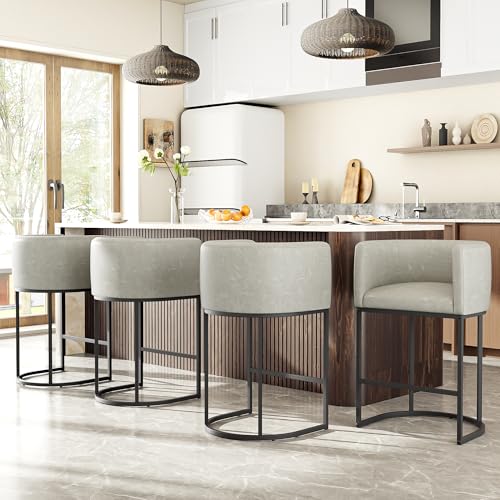 26" H Counter Height Bar Stools Set of 4 (Grayish White / Set of 4)