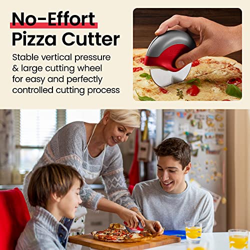 Pizza Cutter Wheel with Protective Blade Cover (Red)
