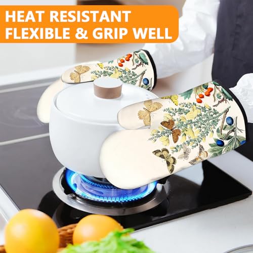 Wildflowers Butterfly Oven Mitts and Pot Holders Sets 4Pcs (Wildflowers Butterfly)