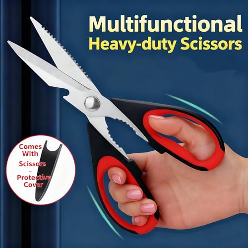 Magnificent Kitchen Scissors Heavy Duty (Red/ Grey/ Orange)