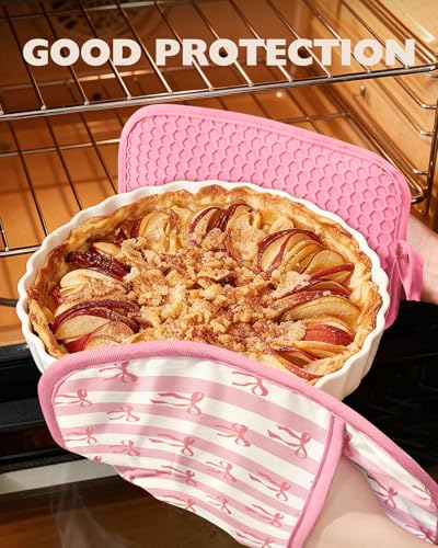 Silcone Bow Pot Holders for Kitchen (Pink Bow)